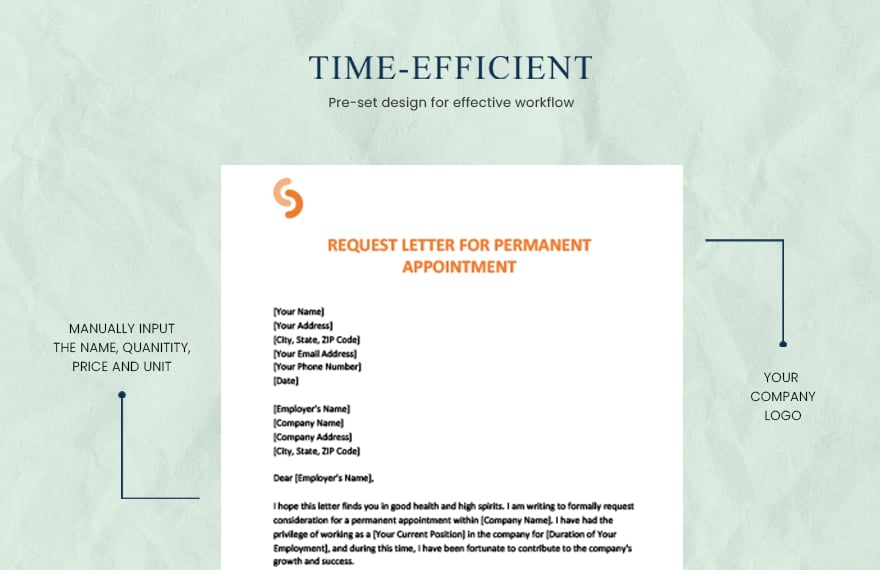 Request letter for permanent appointment