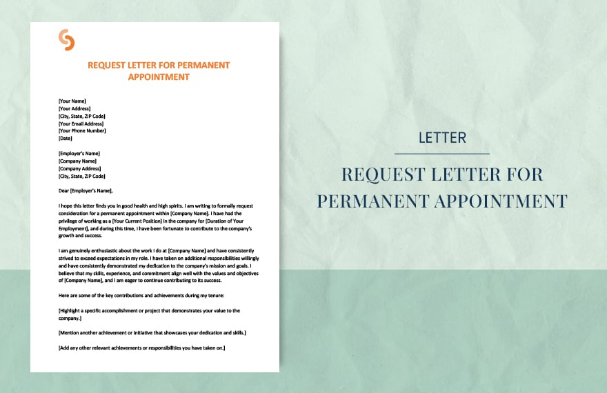 Request letter for permanent appointment