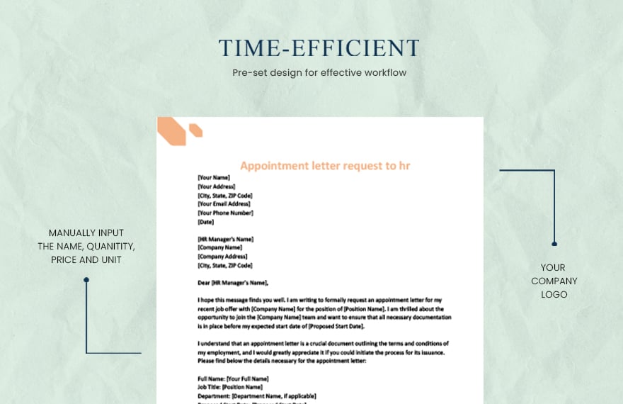 Appointment letter request to hr