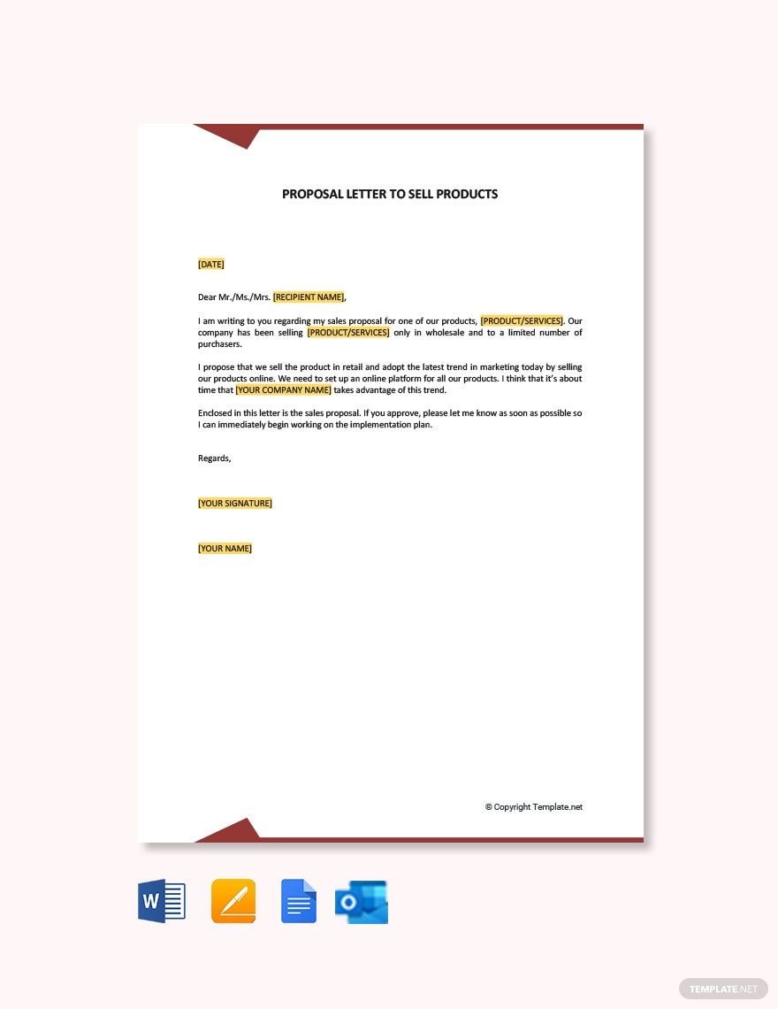 Proposal Letter to Sell Products in Word, Google Docs, PDF, Apple Pages, Outlook