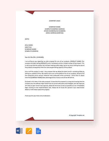 Free Proposal Letter To Sell Products Template Download 700
