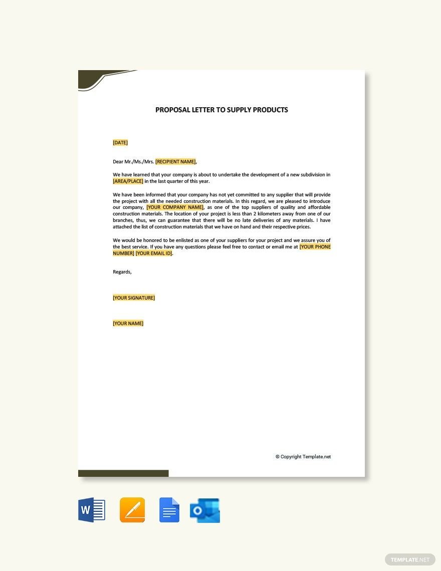 Proposal Letter to Supply Products Template