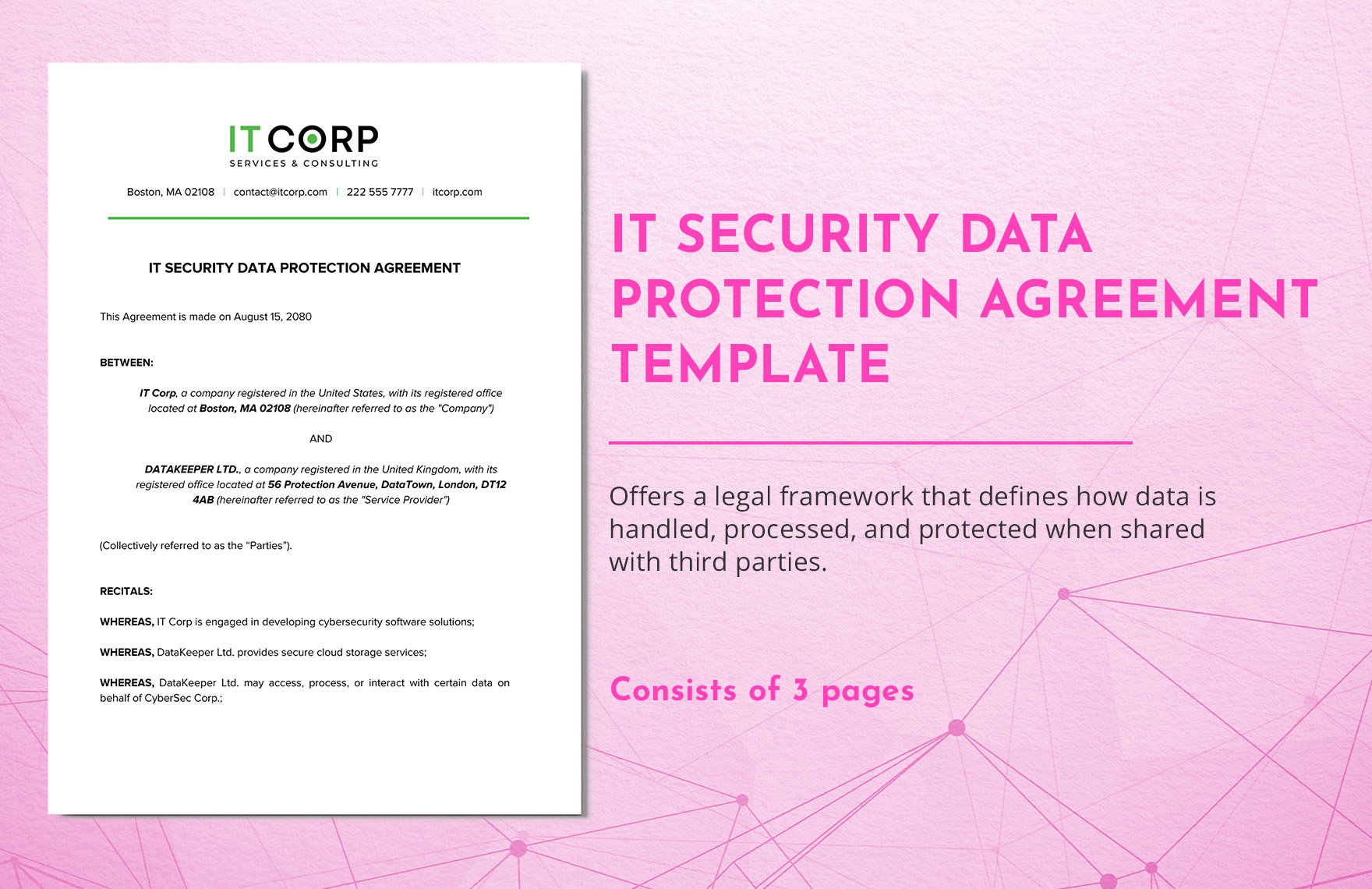 IT Security Data Protection Agreement Template in Word, Google Docs, PDF