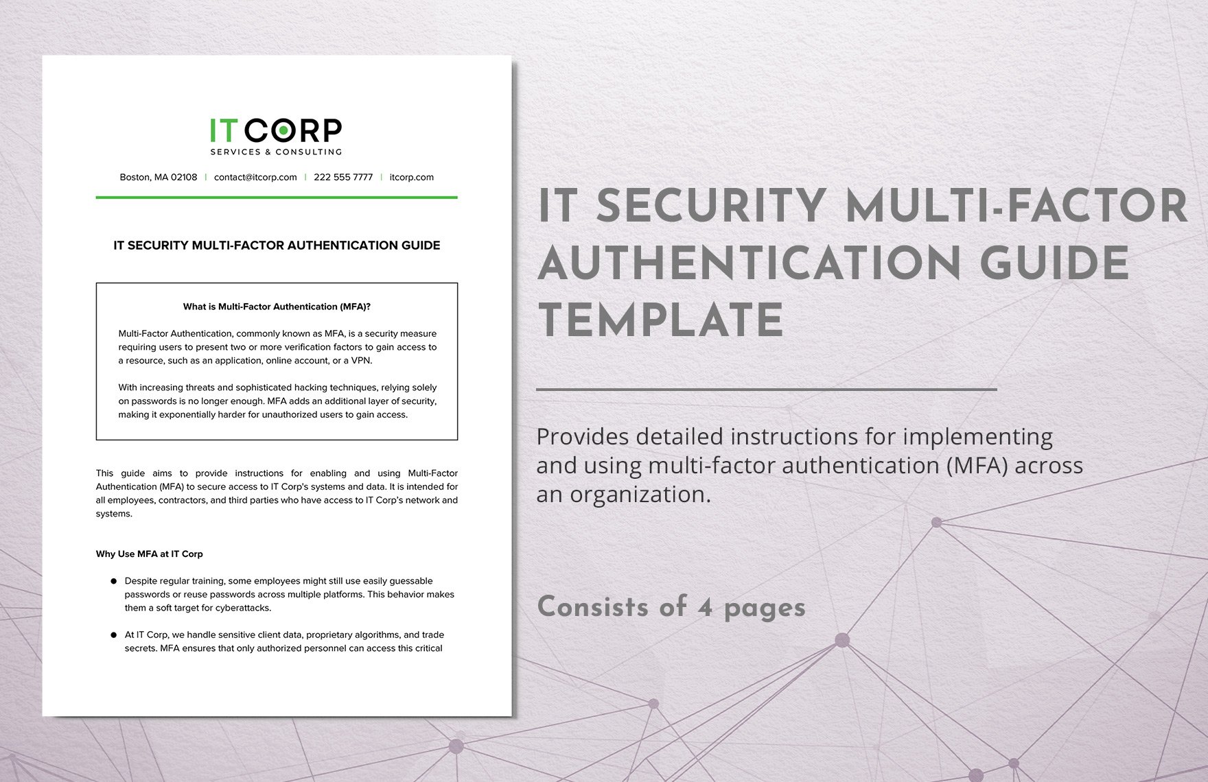 IT Security Multi-Factor Authentication Guide Template in Word, Google Docs, PDF