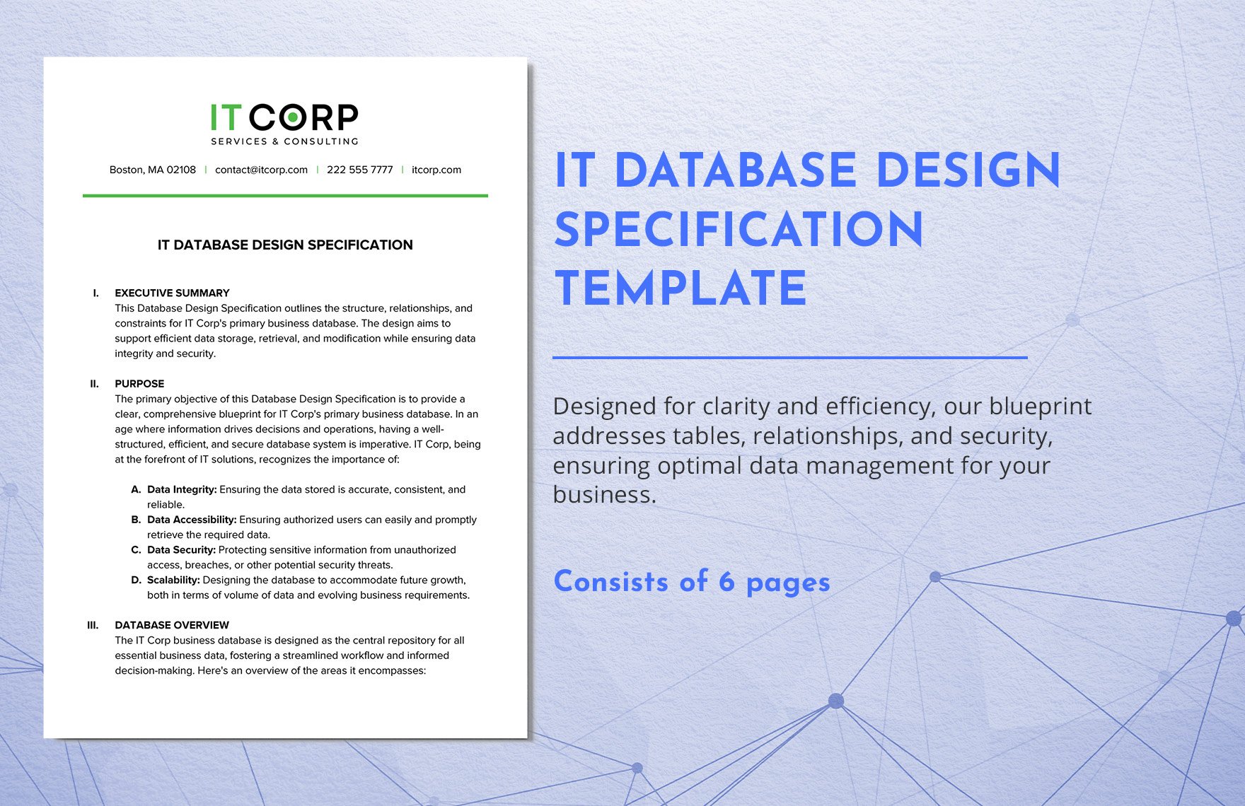 IT Database Design Specification Template in Word, Google Docs, PDF