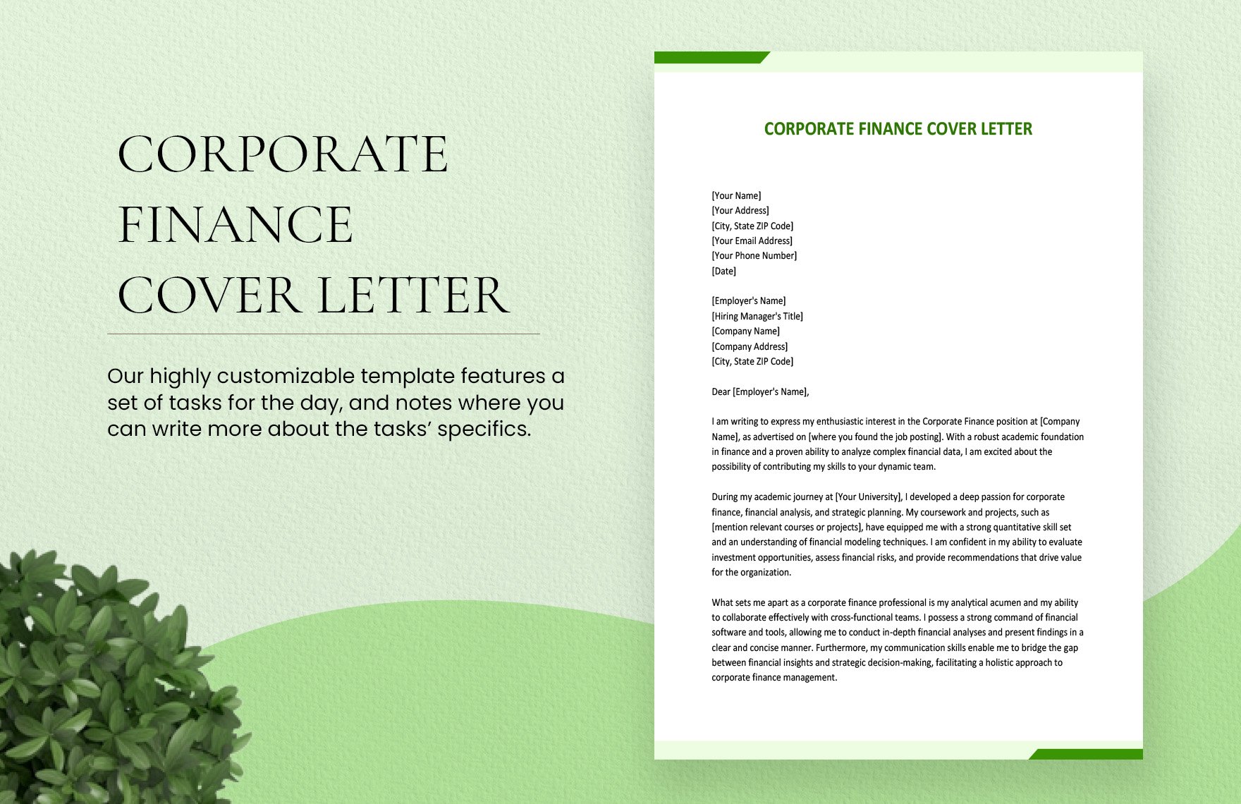 Corporate Finance Cover Letter