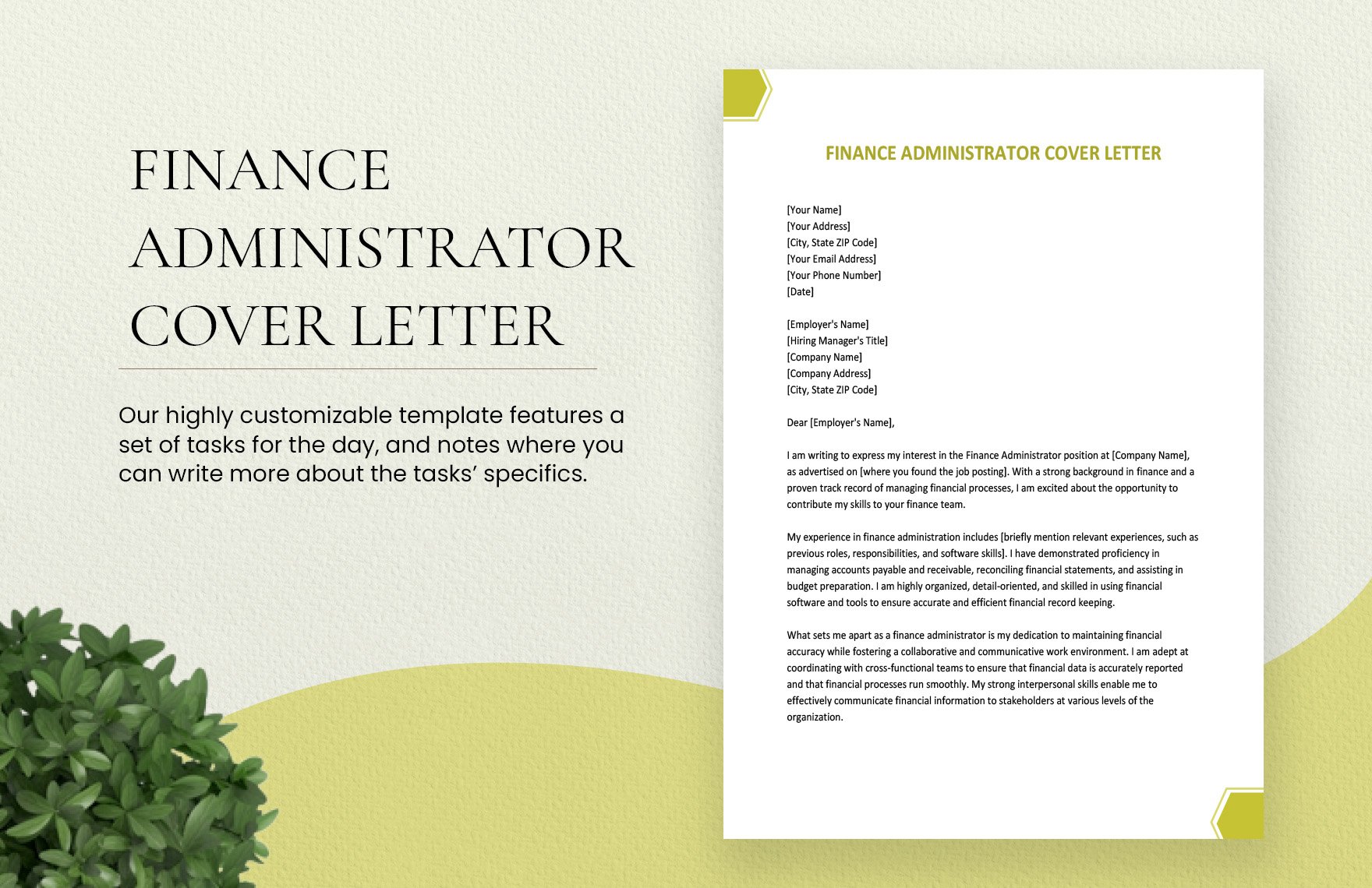 Finance Administrator Cover Letter in Word, Google Docs