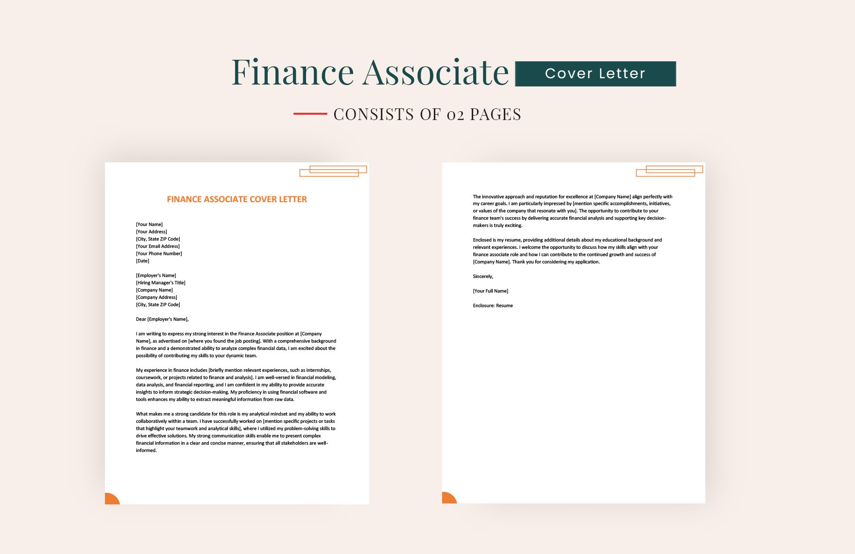 Finance Associate Cover Letter in Word, Google Docs