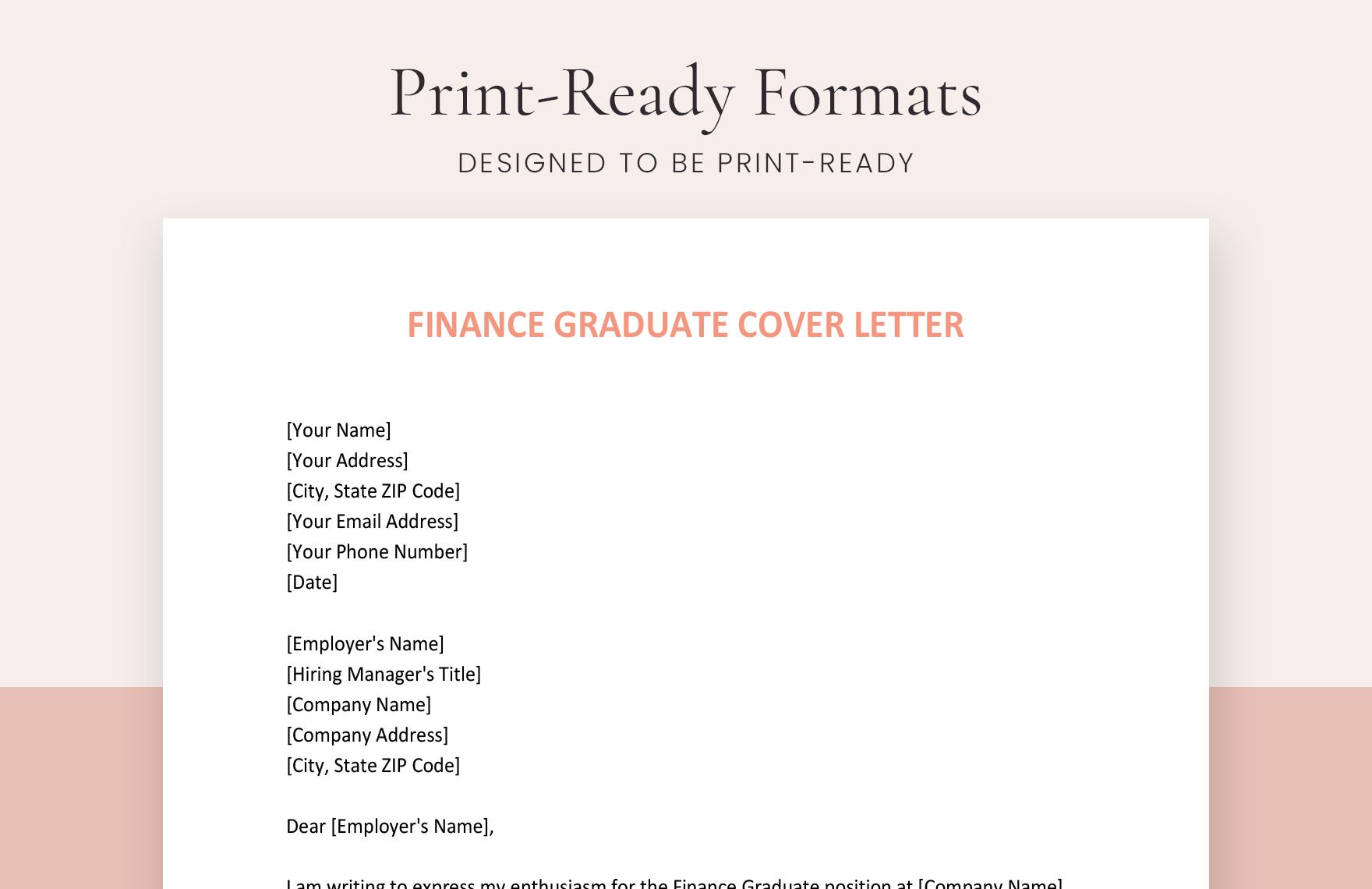 Finance Graduate Cover Letter