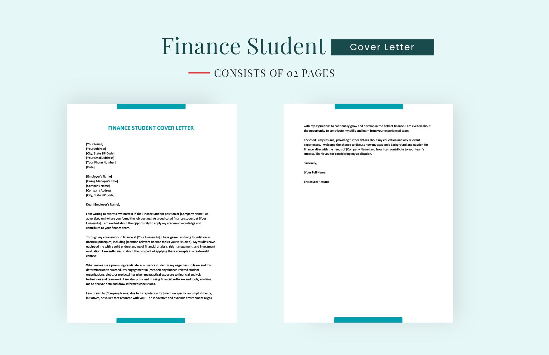 Finance Student Cover Letter in Word, Google Docs