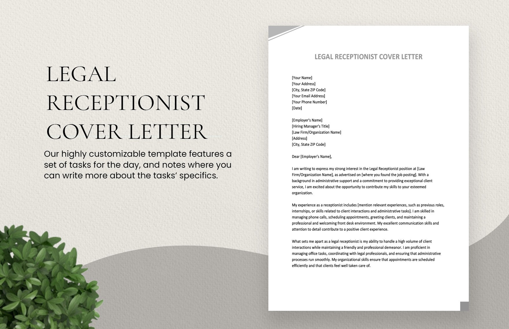 Legal Receptionist Cover Letter in Word, Google Docs