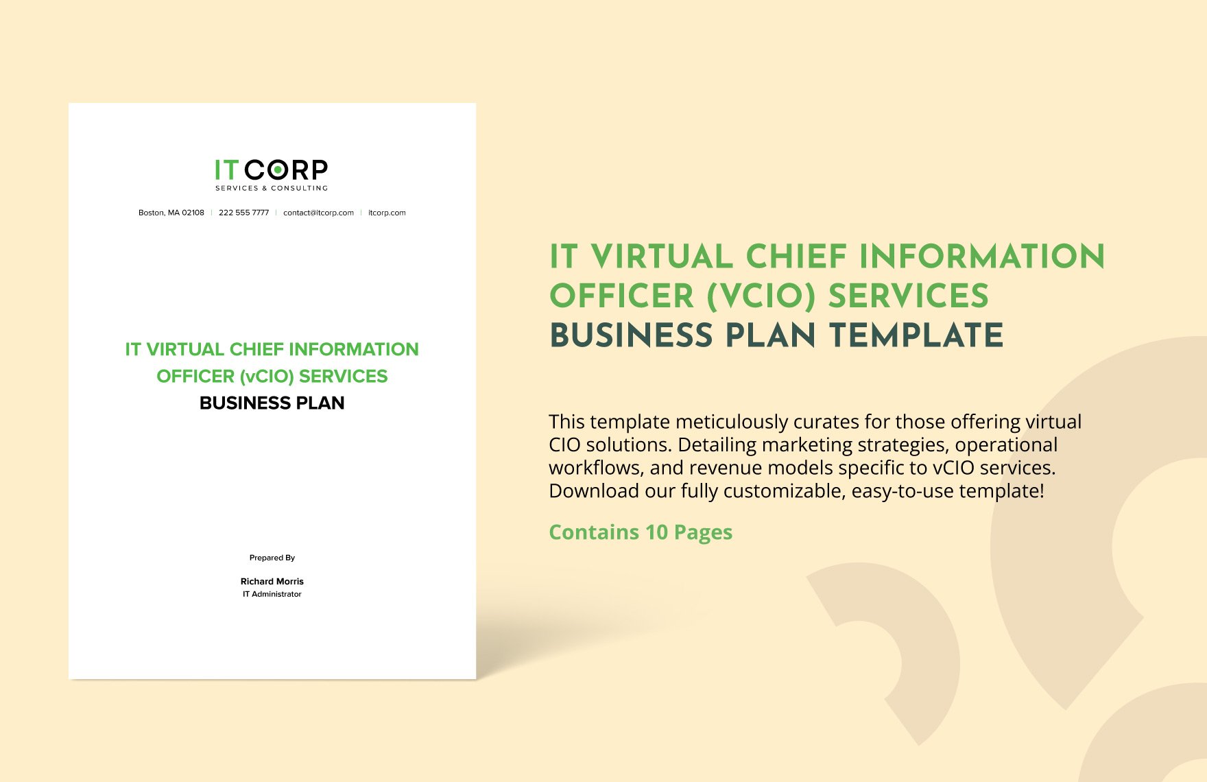 IT Virtual Chief Information Officer (vCIO) Services Business Plan Template