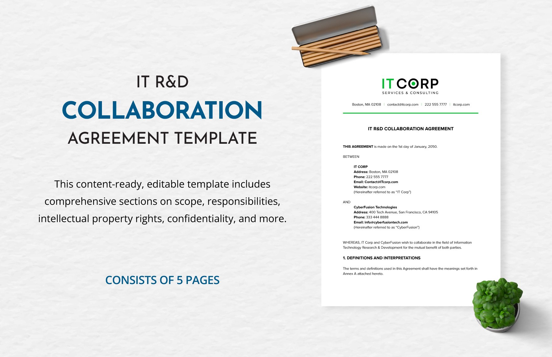 IT R&D Collaboration Agreement Template in Word, Google Docs, PDF