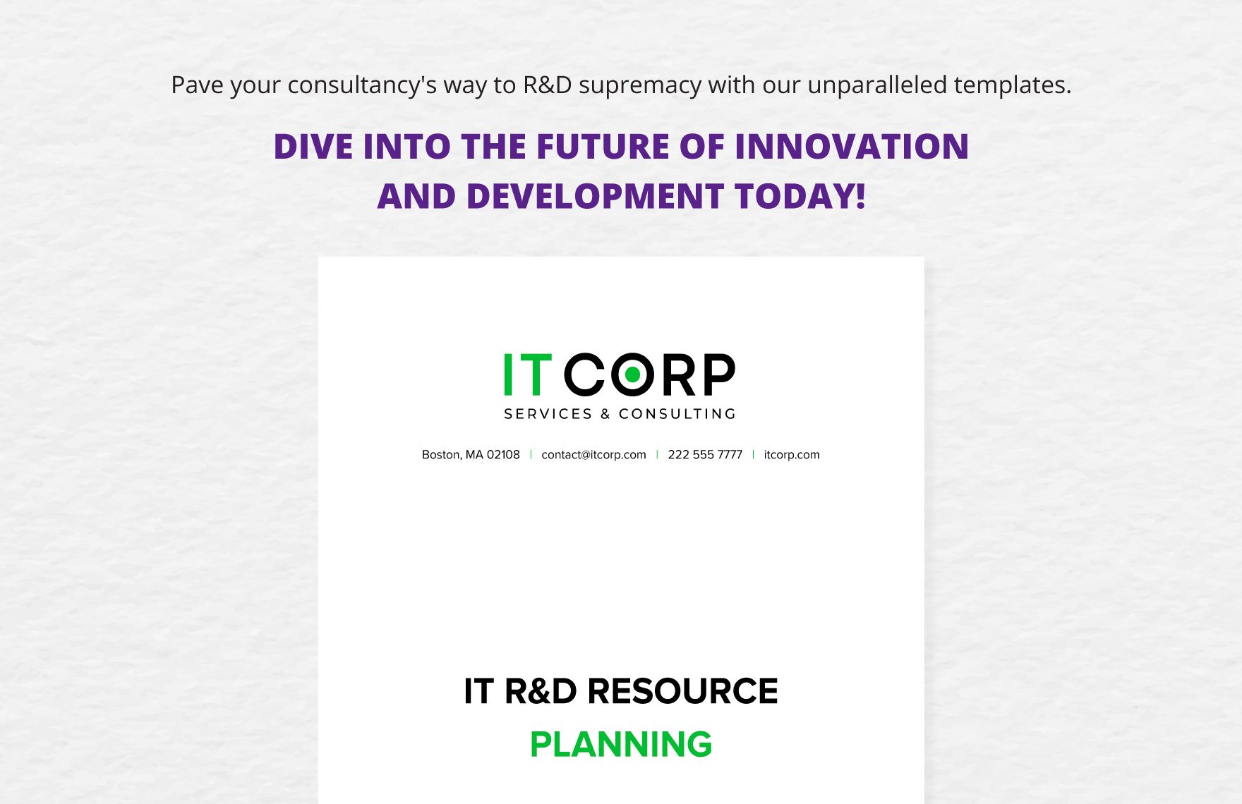 IT R&D Resource Planning Template
