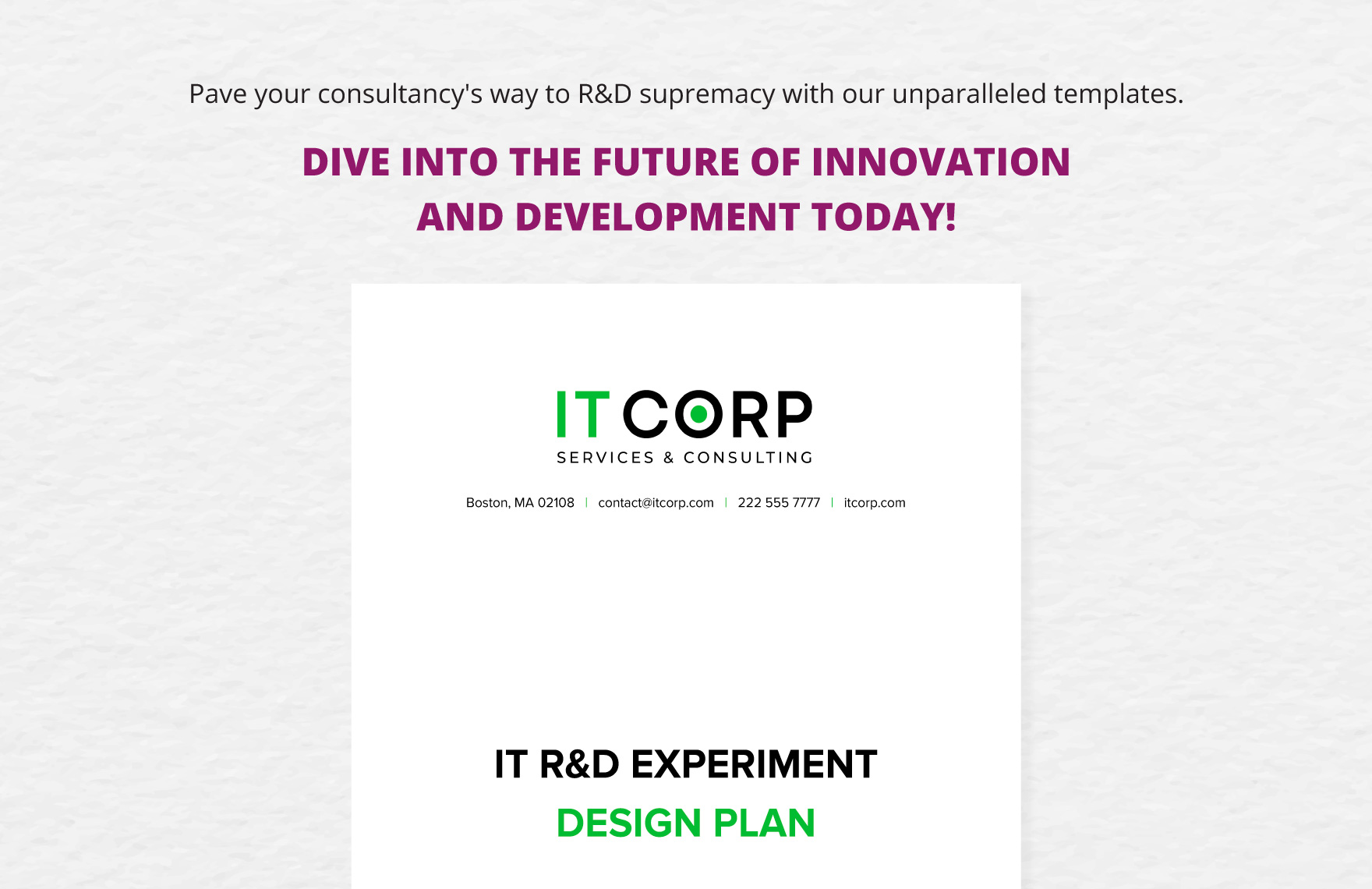 IT R&D Experiment Design Plan Template