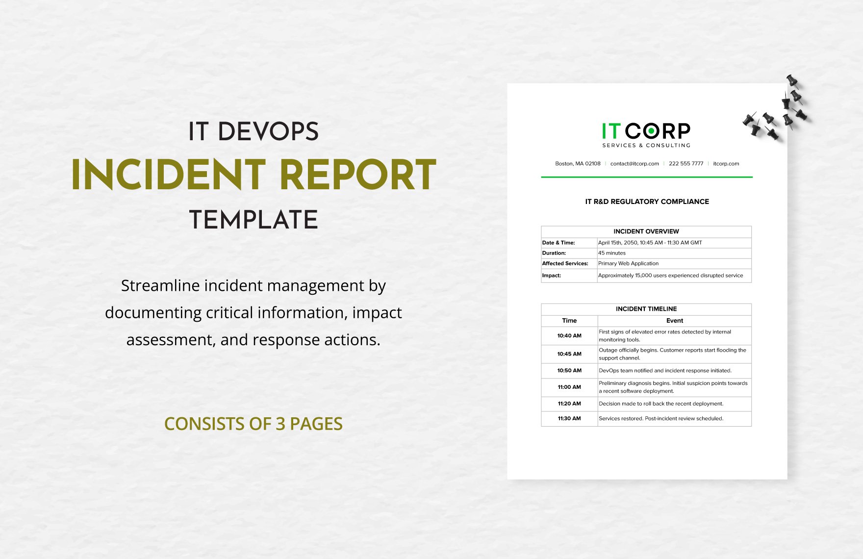 IT DevOps Incident Report Template