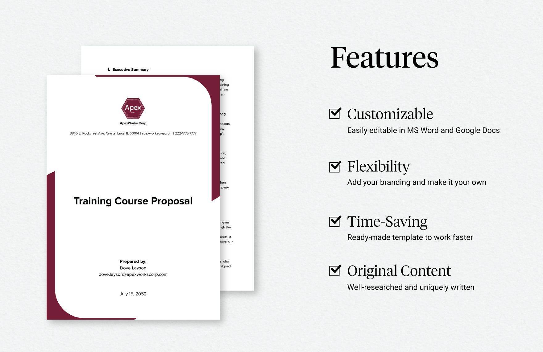 Training Course Proposal Example Template