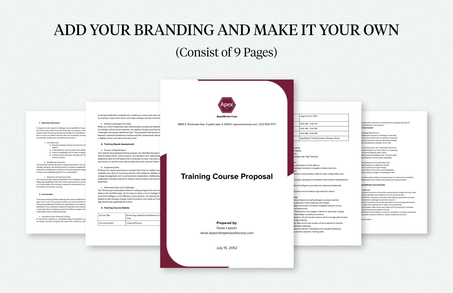 Training Course Proposal Example Template