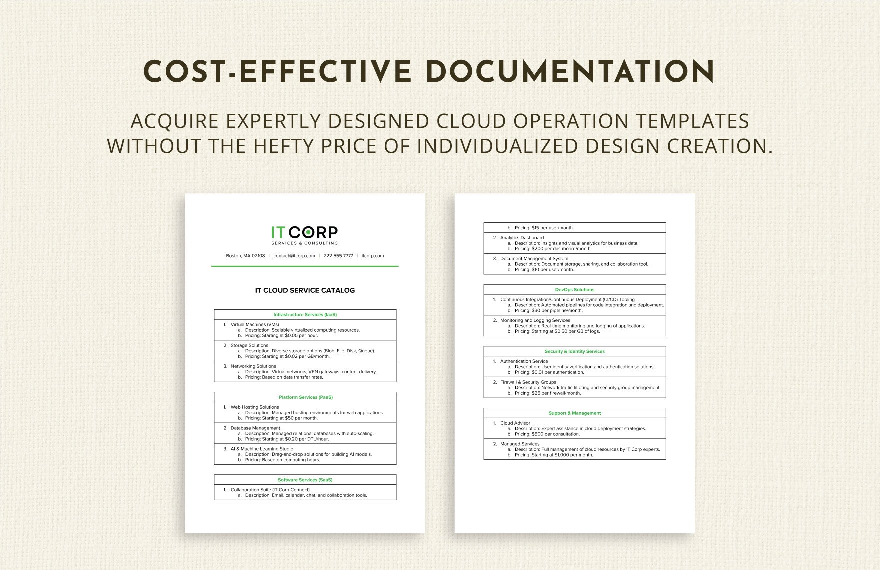 IT Cloud Service Catalog Template