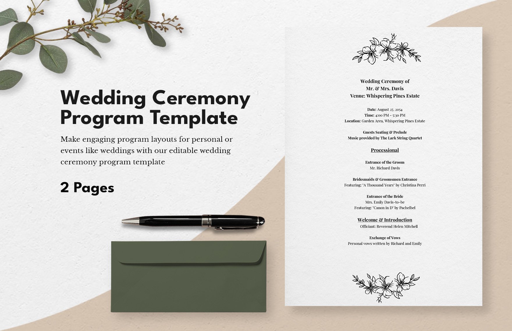 Wedding Ceremony Program Template