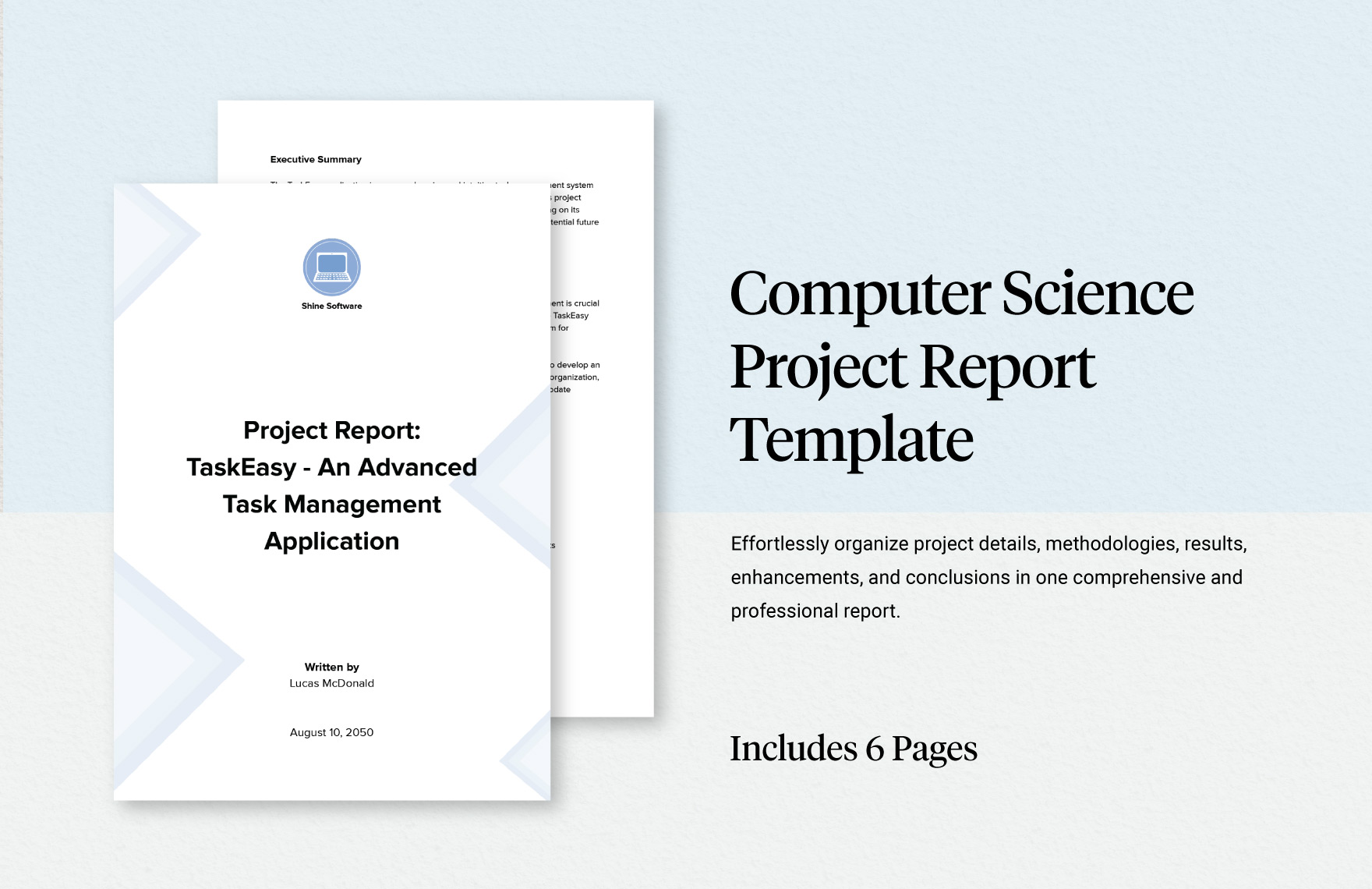 Computer Science Project Report Template in Word, Google Docs, PDF