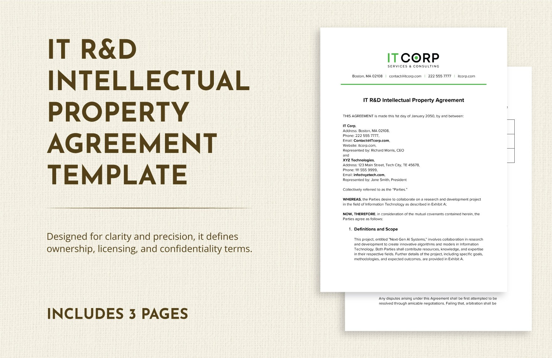 IT R&D Intellectual Property Agreement Template