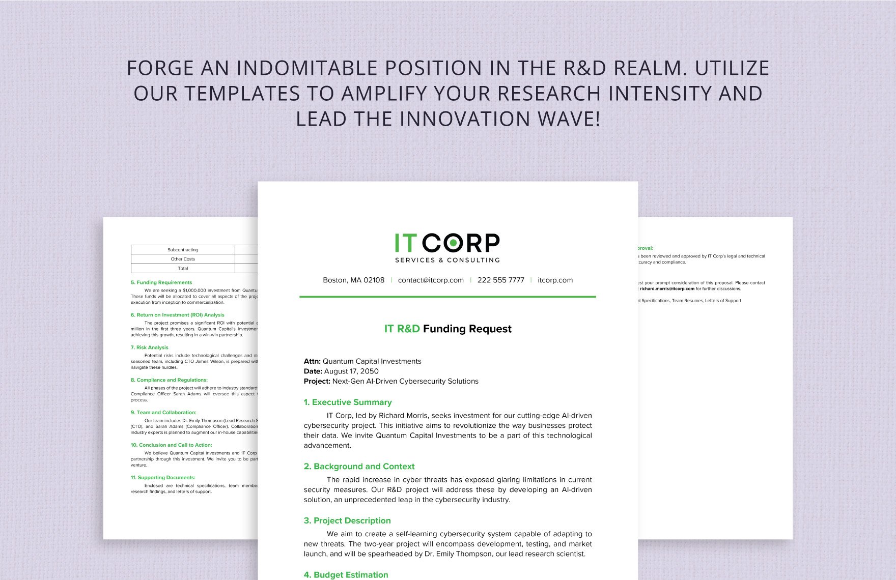 IT R&D Funding Request Template