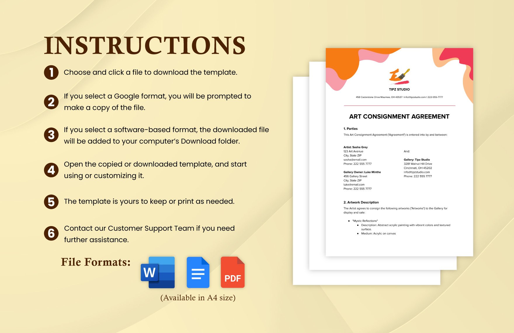 Art Consignment Agreement Template in Word PDF Google Docs Download