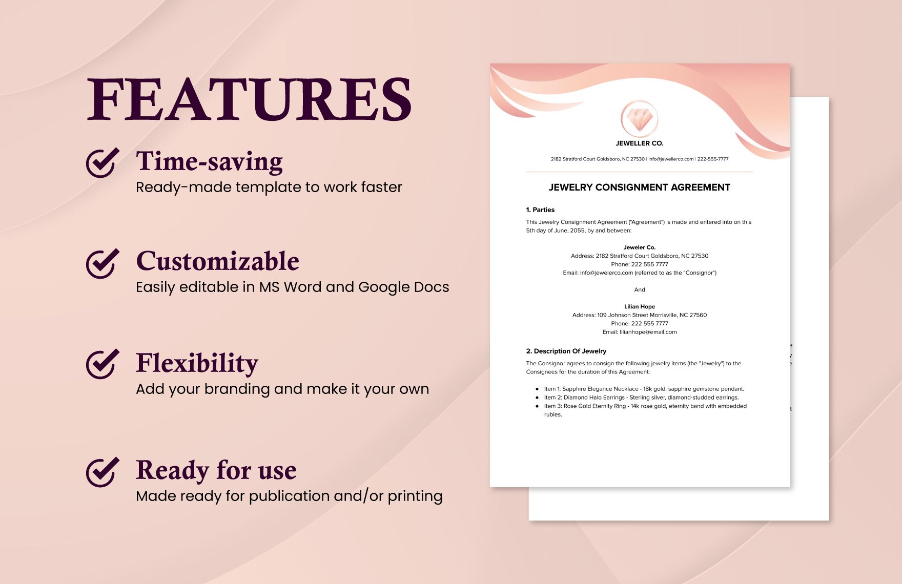 Jewelry Consignment Agreement Template