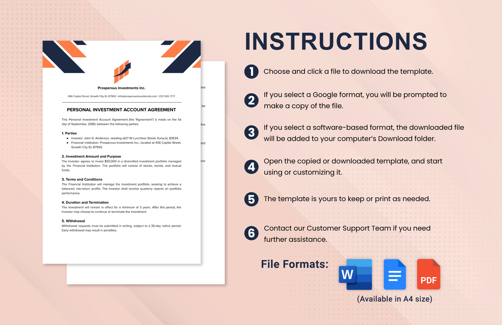 Personal Investment Account Agreement Template