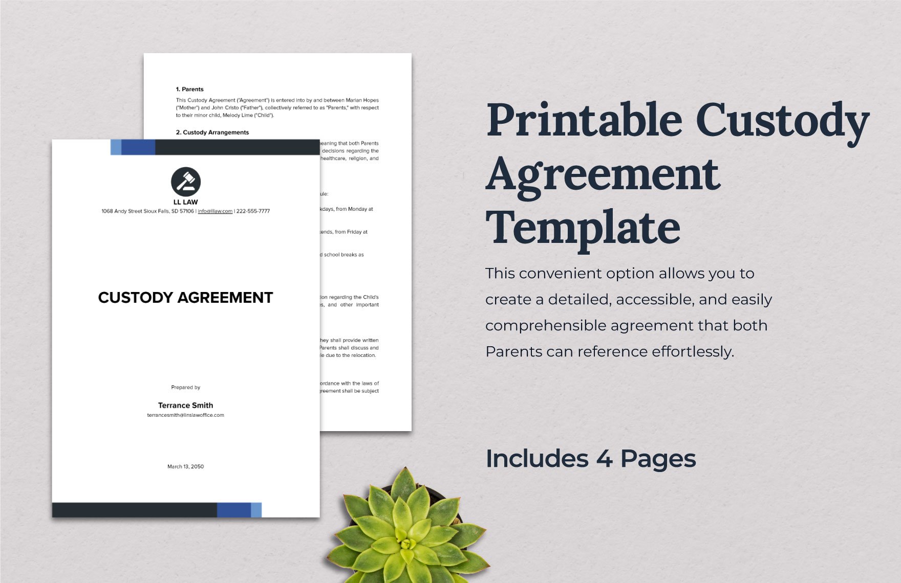 Printable Custody Agreement Template