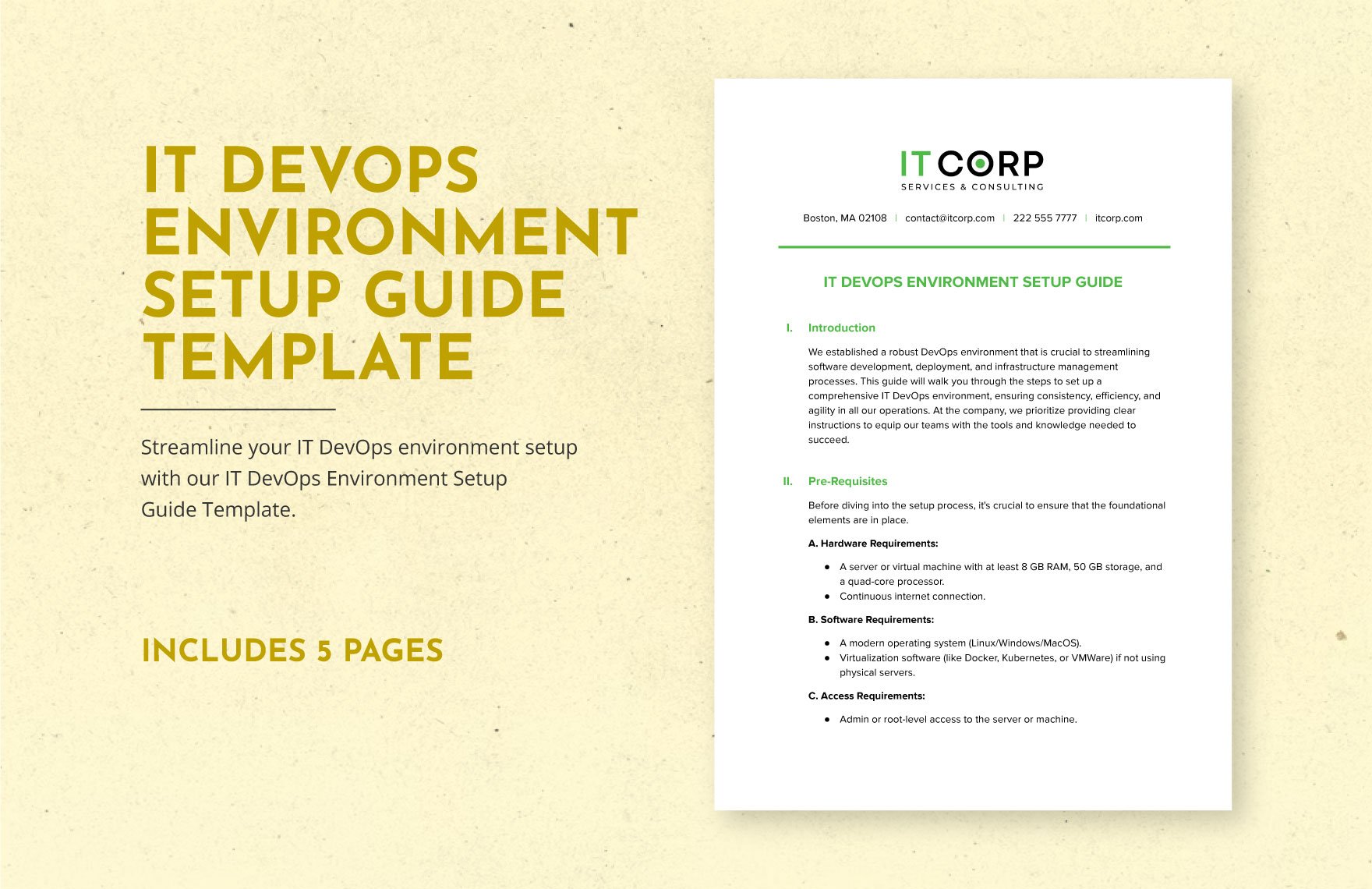 IT DevOps Environment Setup Guide Template in Word, Google Docs, PDF