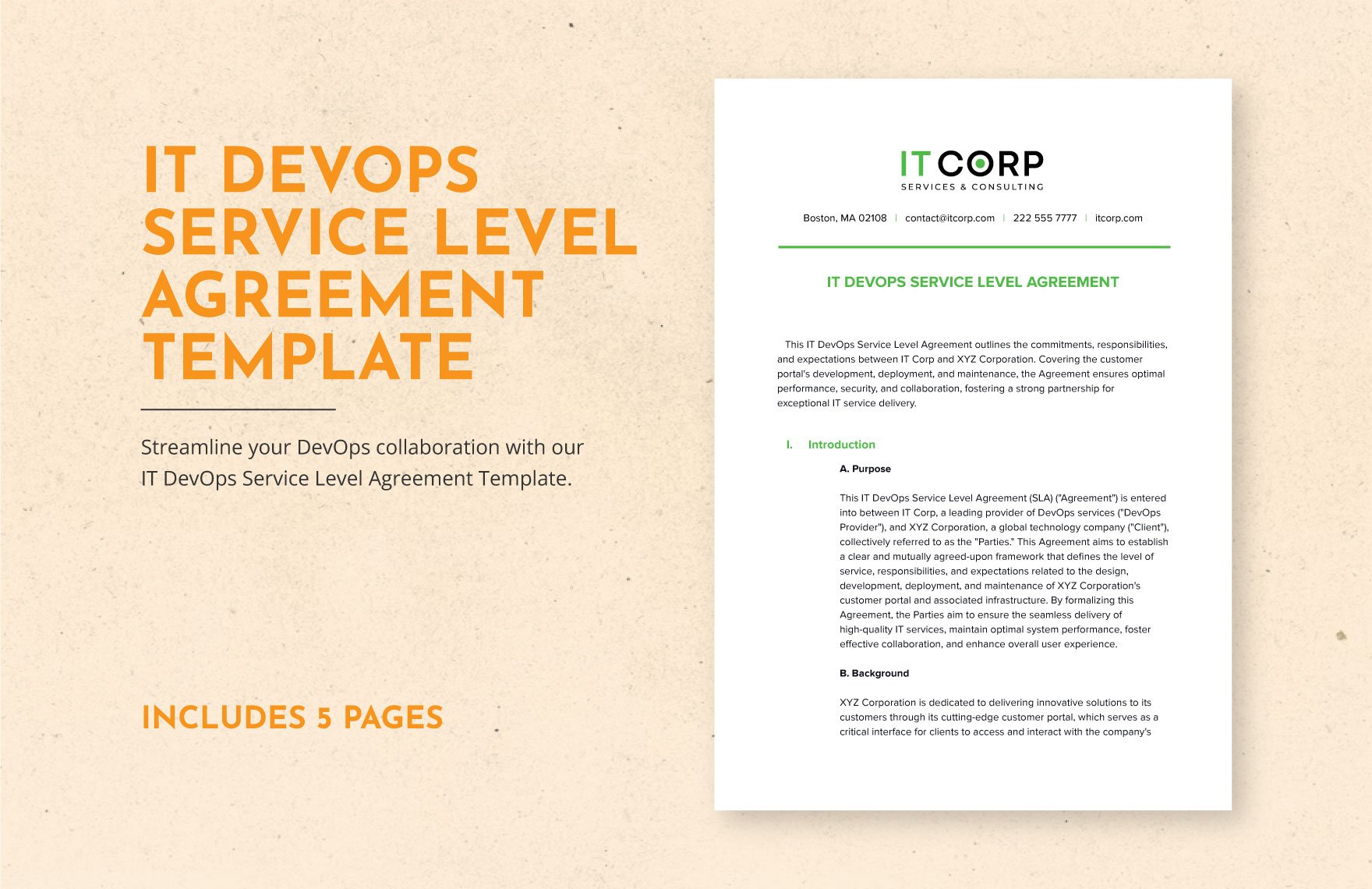 IT DevOps Service Level Agreement Template in Word, Google Docs, PDF