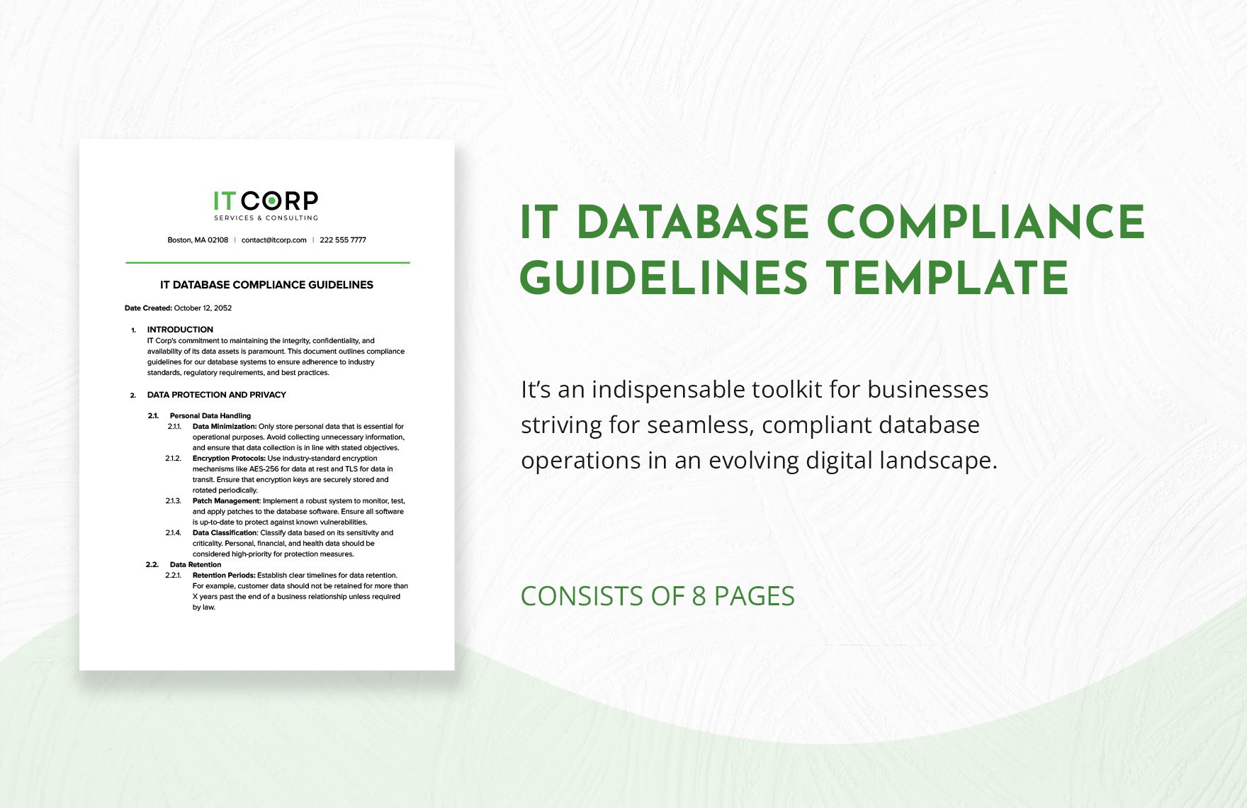 IT Database Compliance Guidelines Template in Word, Google Docs, PDF
