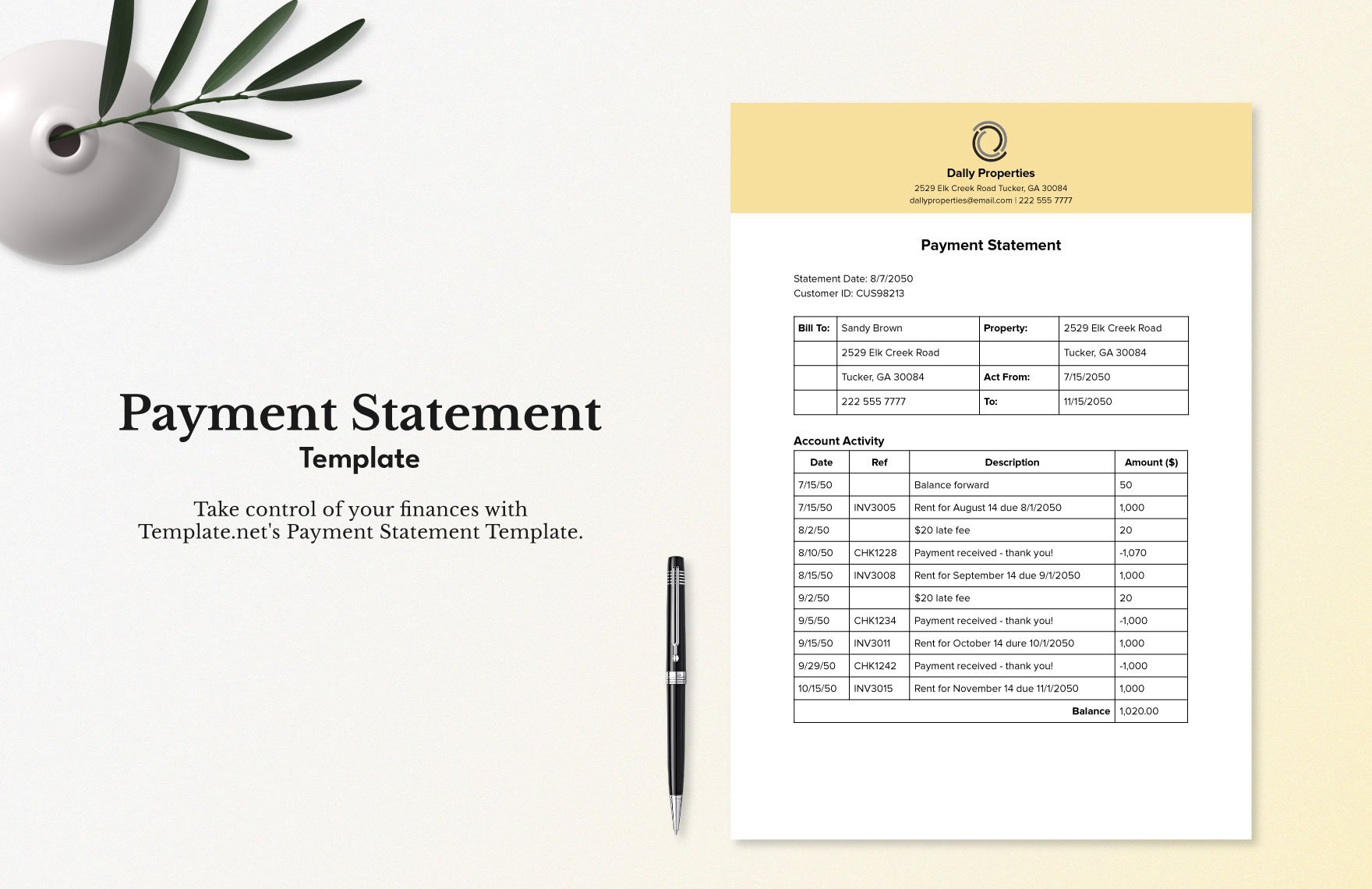 Payment Statement Template