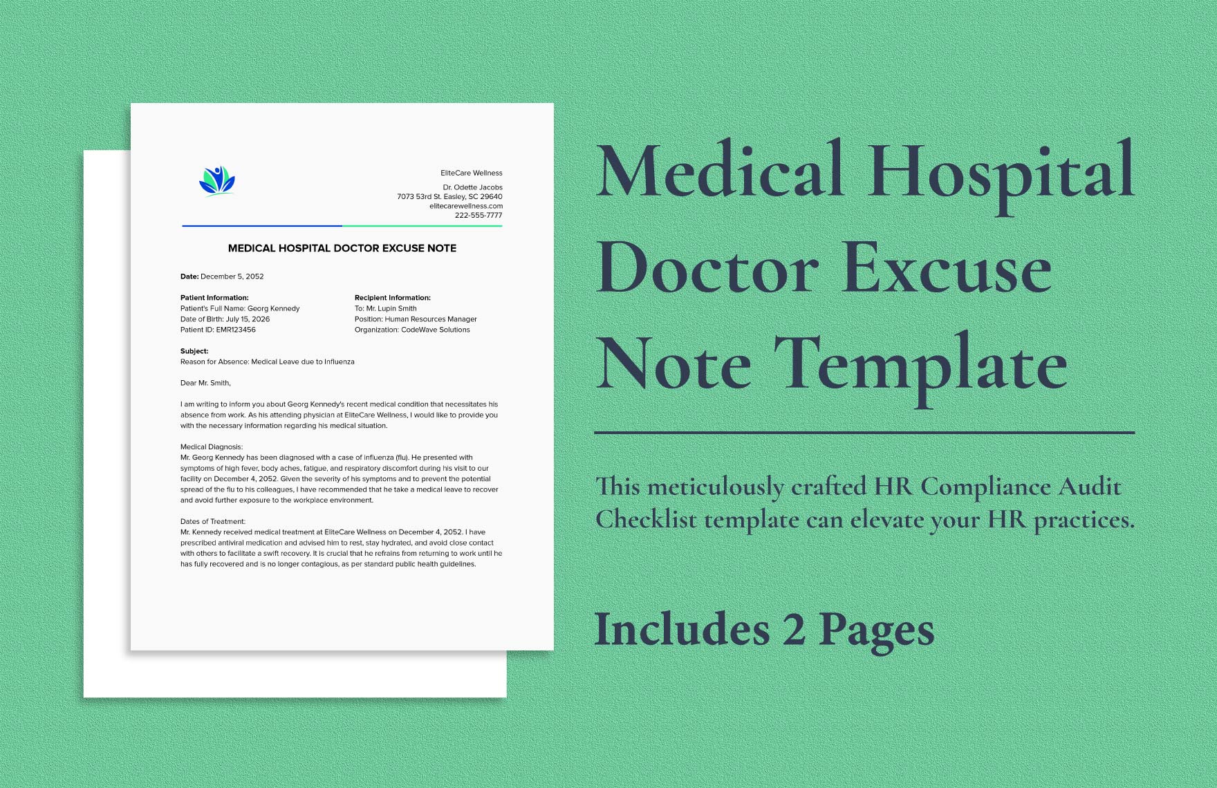 Medical Hospital Doctor Excuse Note Template
