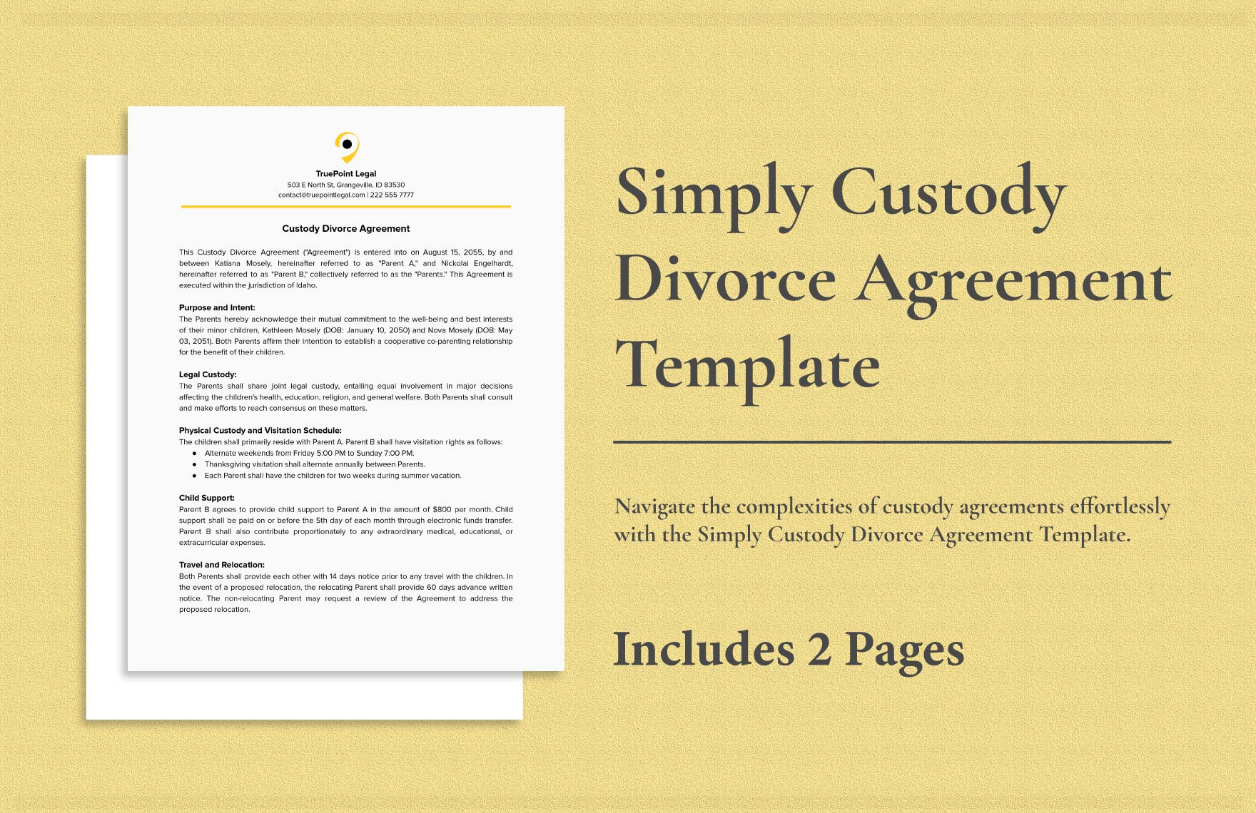  Simply Custody Divorce Agreement Template
