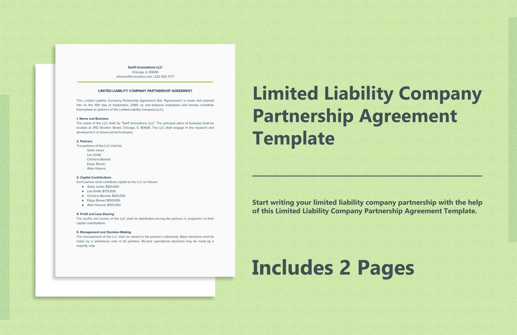 Limited Liability Company Partnership Agreement Template Download In Word Google Docs PDF