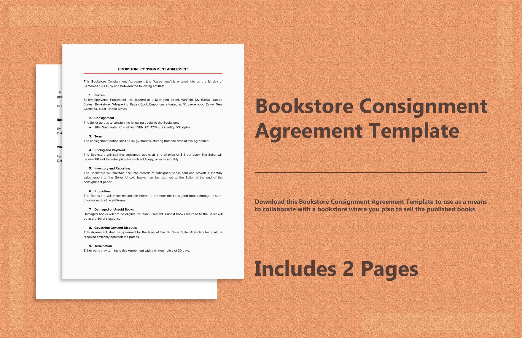 Bookstore Consignment Agreement Template