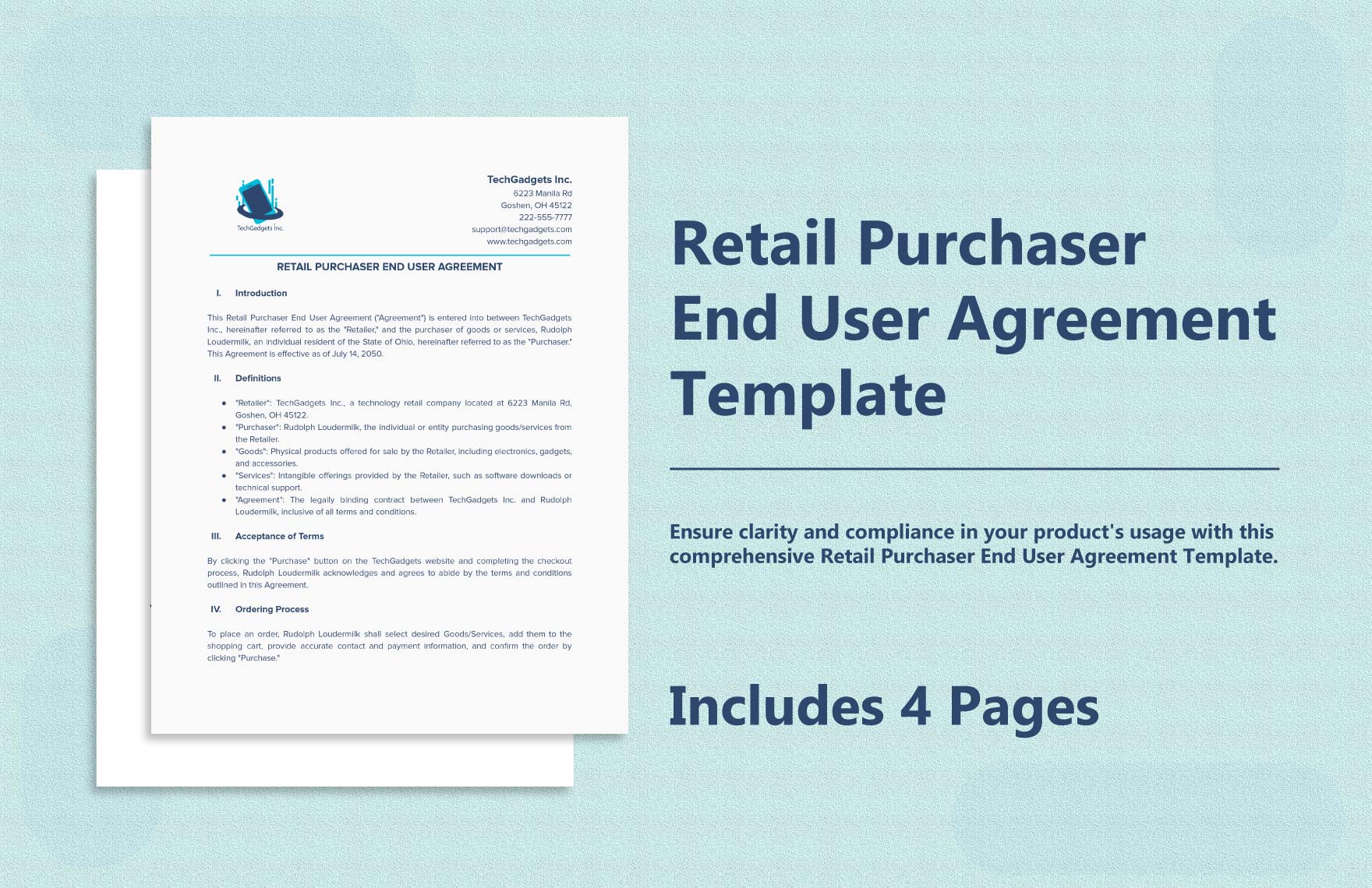   Retail Purchaser End User Agreement Template