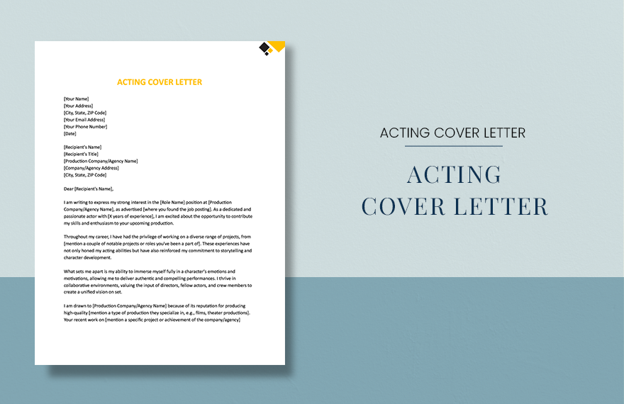 Acting Cover Letter in Word, Google Docs