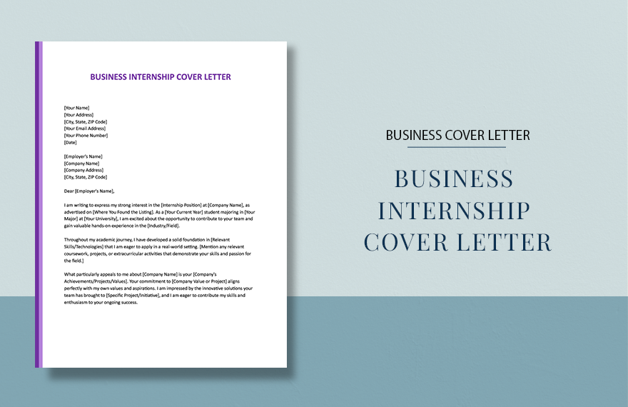 Business Internship Cover Letter in Word, Google Docs, Apple Pages