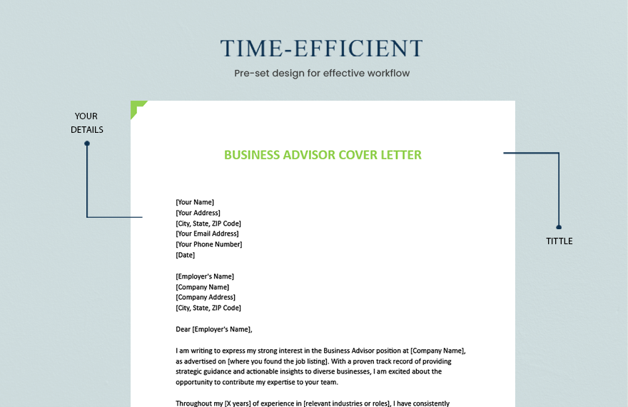 Business Advisor Cover Letter