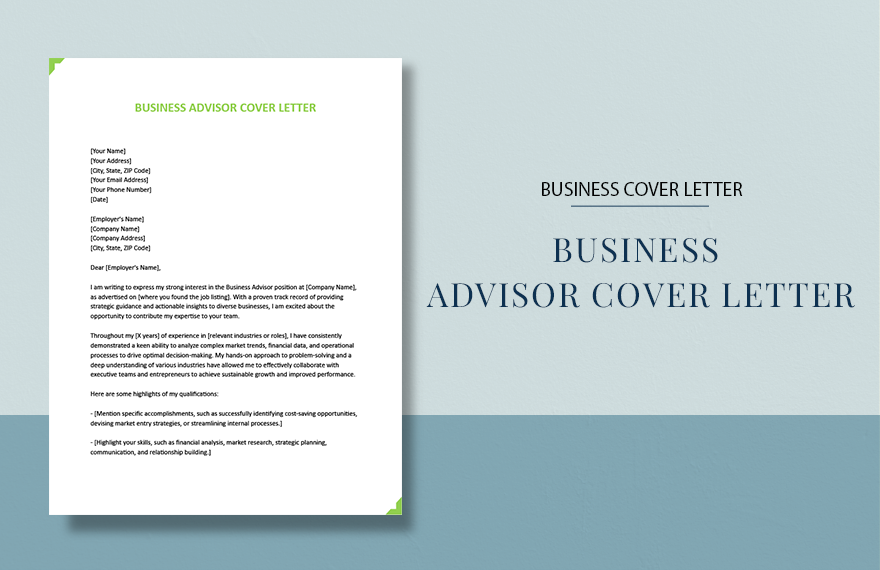 Business Advisor Cover Letter in Word, Google Docs, Apple Pages