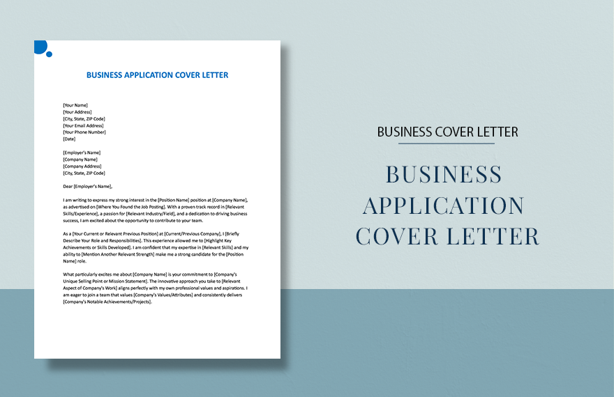 Business Application Cover Letter in Word, Google Docs, Apple Pages