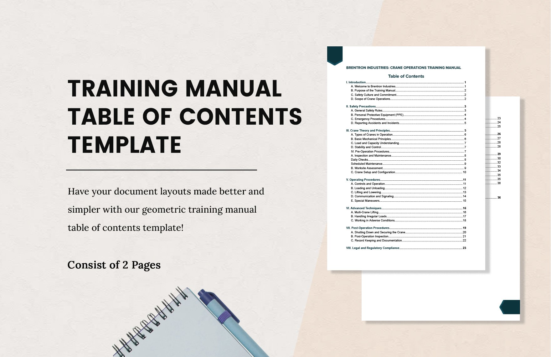 Training Manual Table of Contents Template