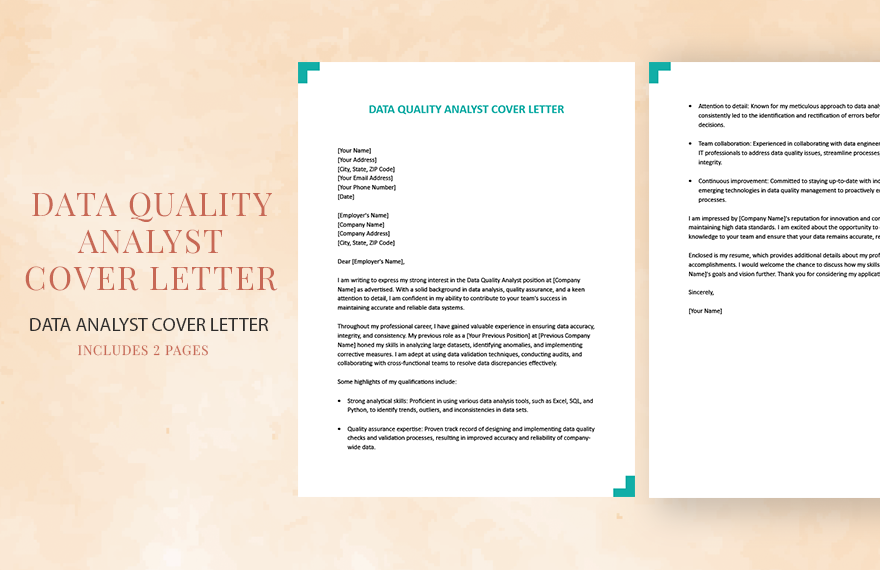 Data Quality Analyst Cover Letter