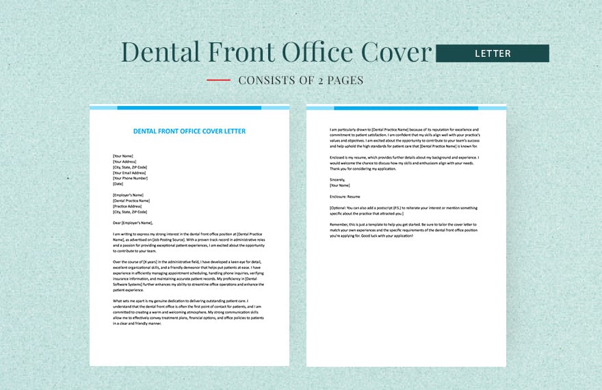 Dental Front Office Cover Letter in Word, Google Docs, Apple Pages