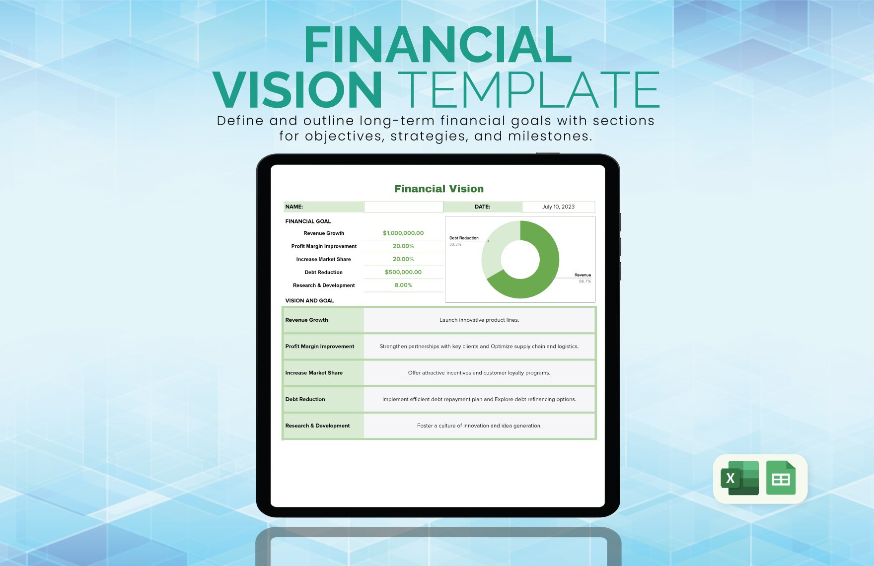 Financial Vision Template in Excel, Google Sheets