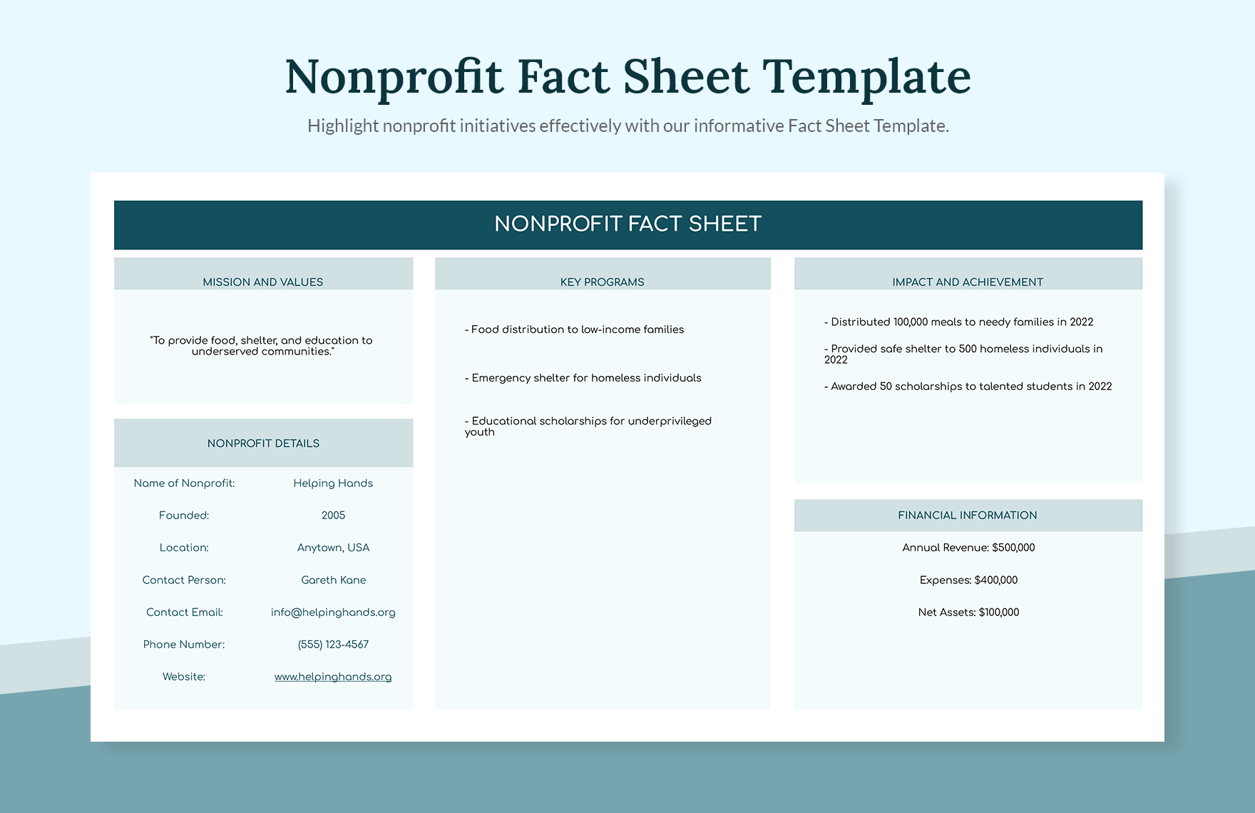 Nonprofit Fact Sheet Template